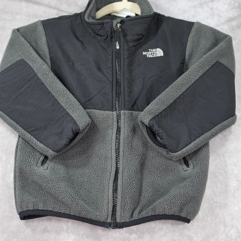 The North Face Denali Fleece Jacket Kids 2T Grey Black Excellent Polartec Zip